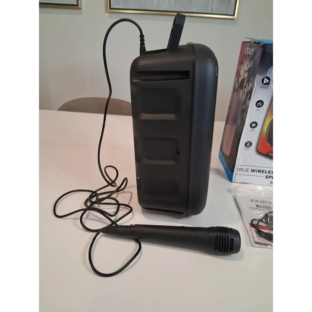 Coby Spectra Bluetooth Party Speaker with Karaoke Microphone & LED Lights -...